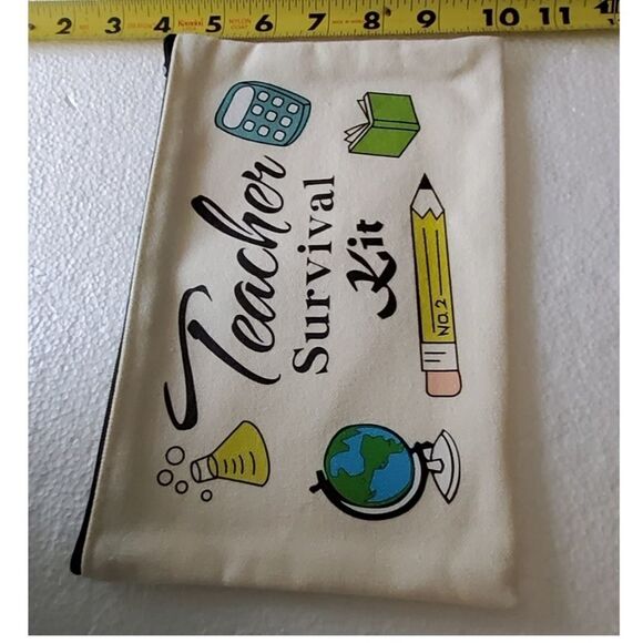 TEACHERS GIFT Zippered Canvas Bag Pouch NEW - Picture 7 of 7